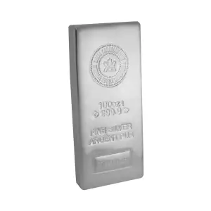 100oz Royal Canadian Mint (RCM) Silver Bar (2)